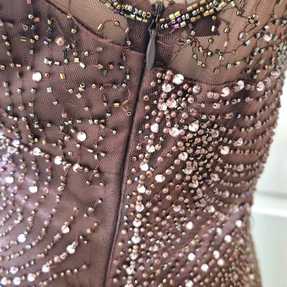 Sue Wong brown midi dress size 10 - Picture 4 of 6